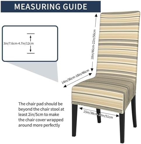 Dining Slipcover Modern Neutral Color Stripes Print Slipcovers for
