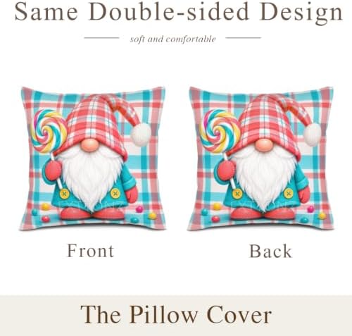 Plaid Decor Pillow Covers 22x22 Inch Set of 2 Linen for Birthday