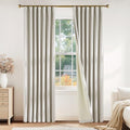 PONY DANCE Cream Linen Blackout Curtains 84 Inch Long for Bedroom