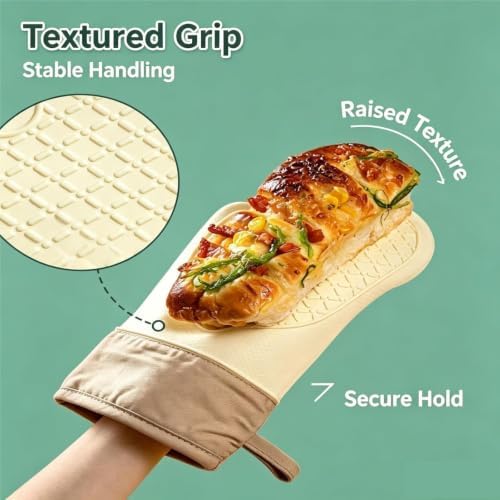 Kitchen 2‐Piece Silicone Oven Mitts for Baking, Cooking and BBQ Use