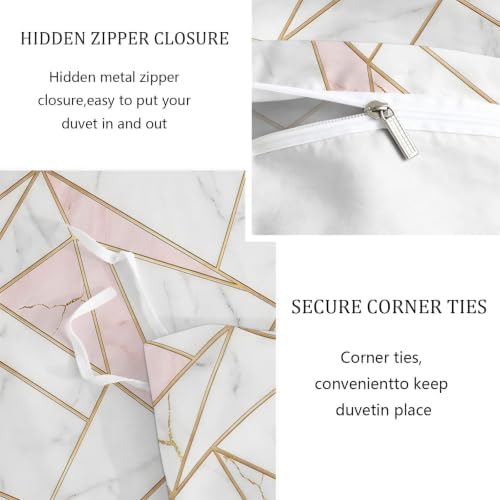 King Duvet Cover Set Soft Microfiber Modern Geometry