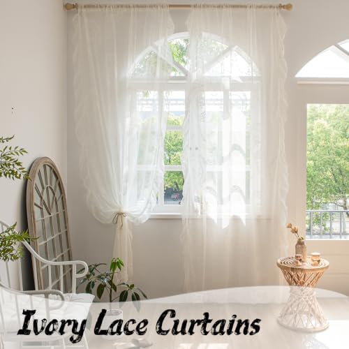 Sutuo Home Ivory Lace Curtains 2 Panels for Bedroom Living Room, W57 x
