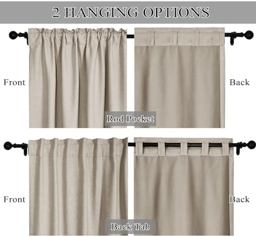 Fcosie 42" Wx120 L Rod Pocket Back Tab Blackout Curtains for Living