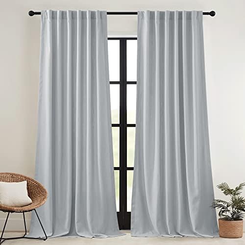 RYB HOME Faux Linen Living Room Curtains, Light Filter Privacy Pinch