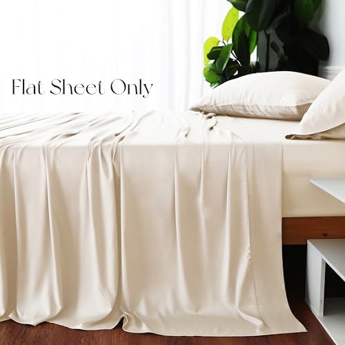Bamboo Viscose Flat Sheets Only, 400 Thread Count Sateen Weave Queen
