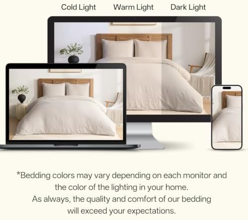 DAPU 100% French Linen Duvet Cover 3Pcs Set, 170GSM Linen Bedding, Cal