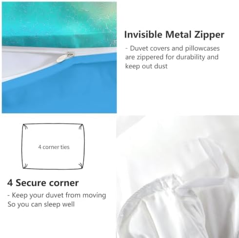 King Duvet Cover Set Soft Microfiber Tropical Islands Blue