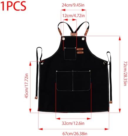 Canvas Aprons, Adjustable Strap Work Apron 3 Pockets Kitchen Chef