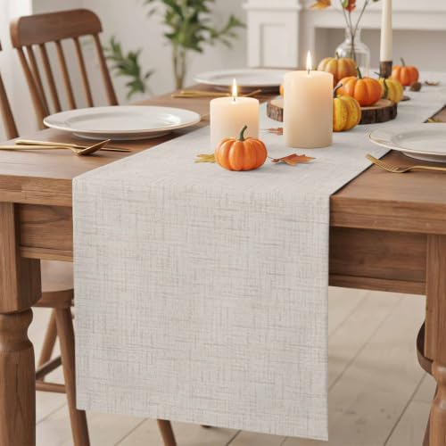 Cream Beige Table Runner 72 Inches Long, Rustic Farmhouse Solid Color