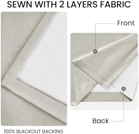 Oat Beige 84 Inch Luxury Linen Blackout Curtains for Bedroom 2 Panels