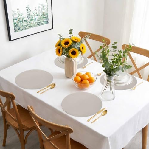 Solid Light Greige Faux Leather Placemats Set of 6 Placemats