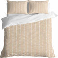 Beige Striped Duvet Cover Set 3 Pieces with Zipper Closure, Modern