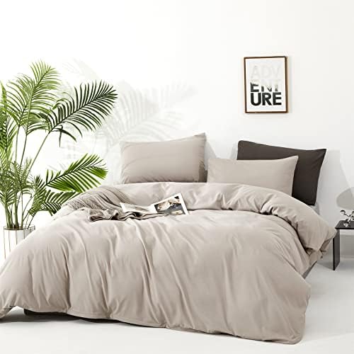 Pureant Beige Khaki Comforter Queen Oatmeal Bedding Cream Coffee