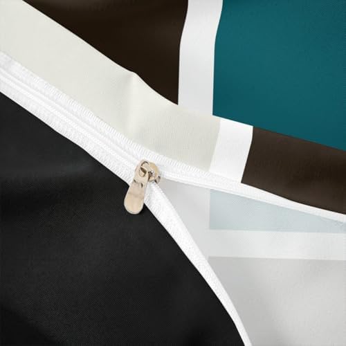 Erosebridal Teal Beige Brown Duvet Cover King Minimalist Abstract