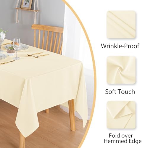 Hiasan Jacquard Textured Rectangle Tablecloth 54x108 Inch, Champagne