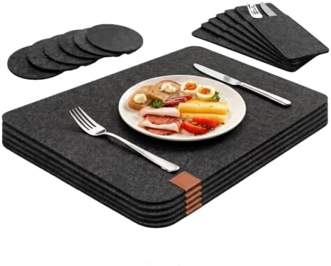 Felt Placemat Set of 18, 6 Placemats, 6 Coasters and 6 Cutlery Bags