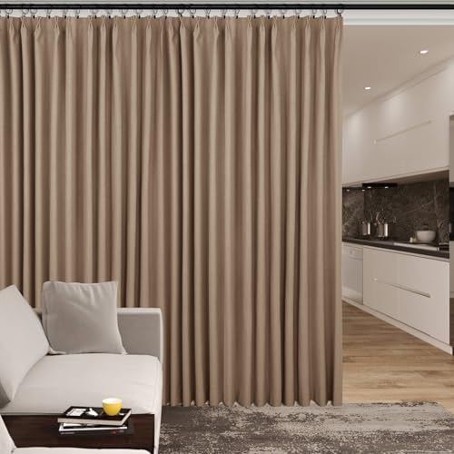 Fcosie 100" W x 96" L Faux Linen Room Divider Curtains Back Tab Top