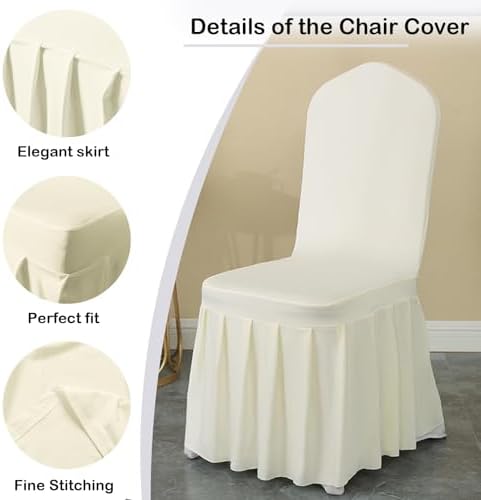 Qubjus 4 Pack Stretch Spandex Dining Chair Covers with Skirt