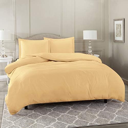 Beige Duvet Cover Set Oversized Queen Soft Double Brushed 3 Piece