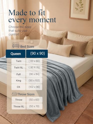Utopia Bedding Soft Fleece Bed Blanket Queen Size Ash Grey