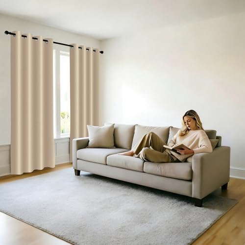 Beige Blackout Curtains 108 Inches Long for Bedroom Thermal Insulated