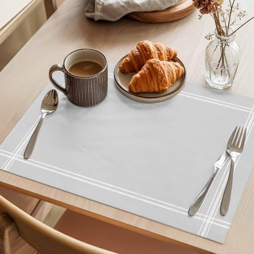 Solid Color Placemats Set of 8, Light Gray Washable Heat Insulation