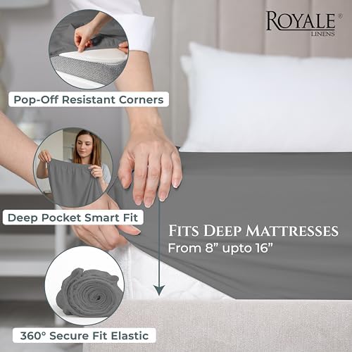Royale Linens 400 Thread Count 100% Cotton Fitted Sheet King
