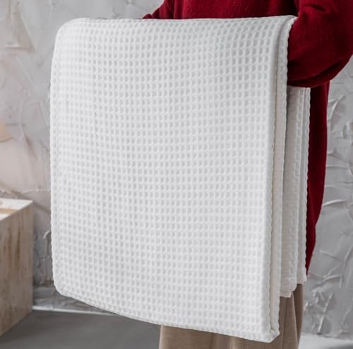 meadow park Cozy Waffle Weave Chenille Thermal Bed Blanket Queen 90” x