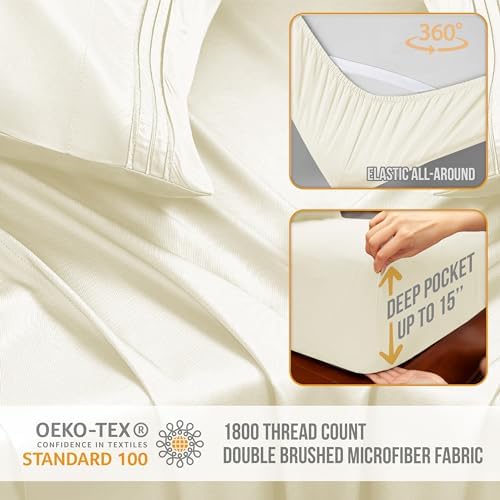 Abeero Home Full Size Bed Sheets with Elastic Corner Straps - 4pcs