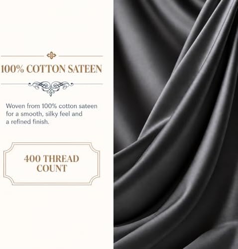 King Size Sheets Set, Luxury 100% Cotton Bed Sheets with 16" Deep