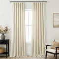 Pinch Pleated Linen Curtains 120 Inches Long for Living Room 2 Panels