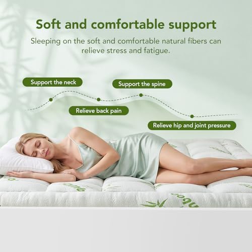 Queen Size Mattress Topper Viscose Made from Bamboo, Extra Thick
