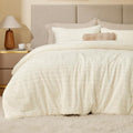 BEDELITE Faux Fur King Size Comforter Set, Fluffy Bed Set, Cream White