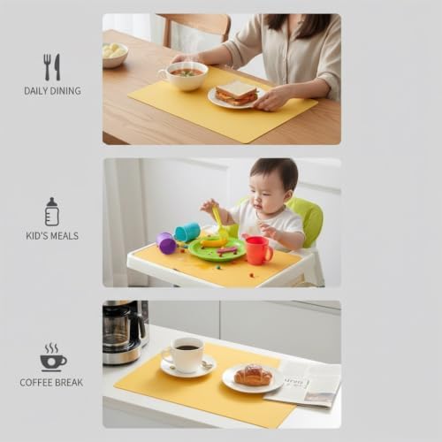 Placemats Set Grey Christmas Round Silver Square Table wipeable Brown