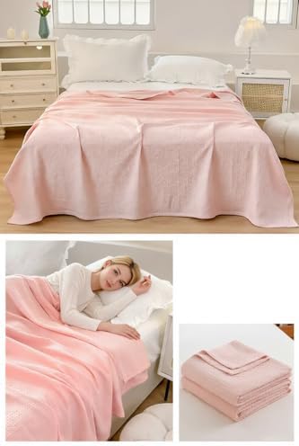 Cotton Waffle Weave Blanket 79x71 Inches Soft Lightweight Breathable