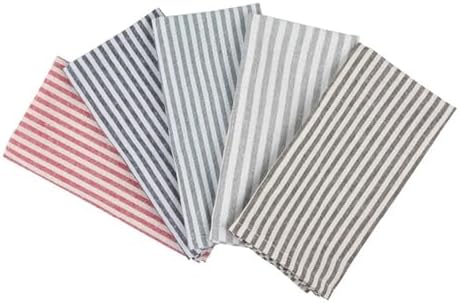 24 Pcs Plain Striped Linen Napkins Cotton Blended Dinner Cloth Tea