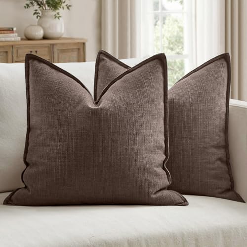 MIULEE Thick Textured Decorative Throw Pillow Covers 20x20 Inch Dark