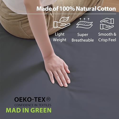 2 Pack King Fitted Sheets, 100% Egyptian Cotton, Dark Grey
