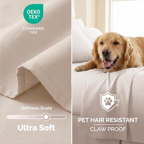 Queen Size Flat Sheets Only 90x102 Flat Bed Sheets 2 Pack Natural