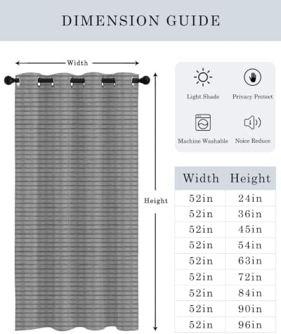 Woven Texture Curtains 63 inches Long for Living Room Bedroom Slate
