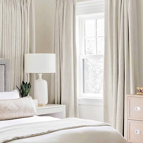 MIULEE 100% Blackout Linen Curtains for Bedroom 52x84 Inches Linen