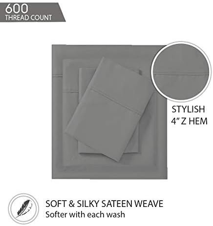 600 Thread Count Luxury Sheet Set, 100% Cotton, Breathable, Soft &