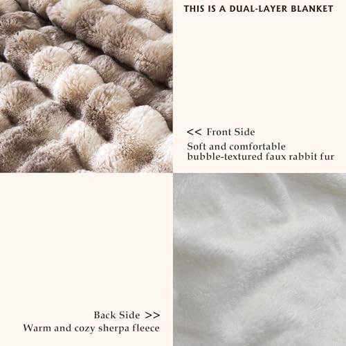 60"x80" Ultra-Soft Fuzzy Faux Fur Twin Blanket, Brown Tie Dye
