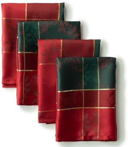 Benson Mills Holly Glimmer Set of 4 Napkins (Red, 18" x 18")