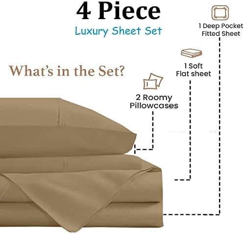 Cottington Lane Full Size Sheet Set, 100% Cotton Cooling Sheets Fits