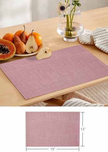 Vintage Nude Pink Table Runner and Placemats for Dining Tables,Burlap