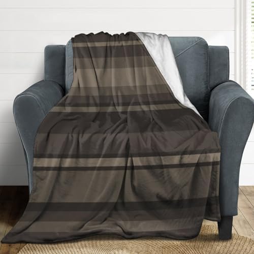 Plush Throw Blanket, Taupe Stripes Throws for Couch Sofa Bed Warm