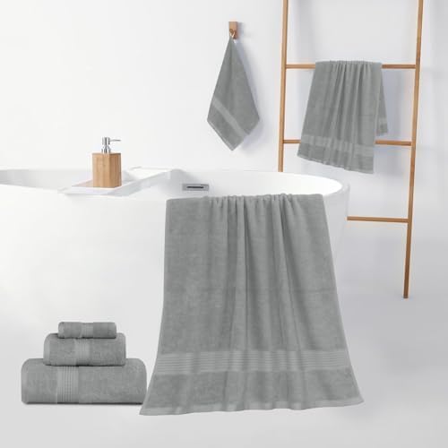 Feather & Stitch 100% Cotton 6-Piece Towel Set, Quick Dry Towels