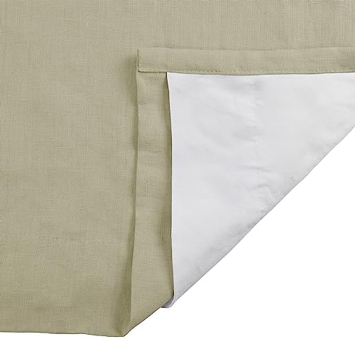 TWOPAGES Light Gray 100% Natural Linen Pinch Pleat Curtain, 52Wx108L