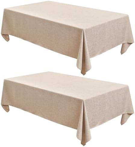 Fitable 2 Pack Beige Faux Linen Square Tablecloths 54x54 Inch